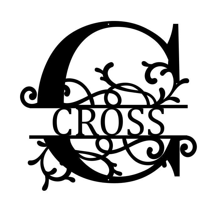 Personalized Split letter monogram Metal Wall Art