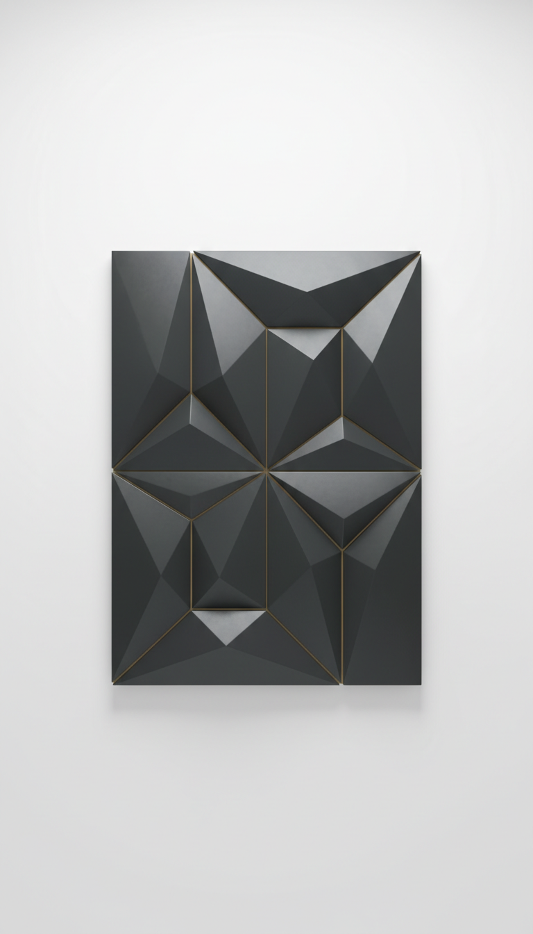 Geometric Abstract Wall Panel Steel Black